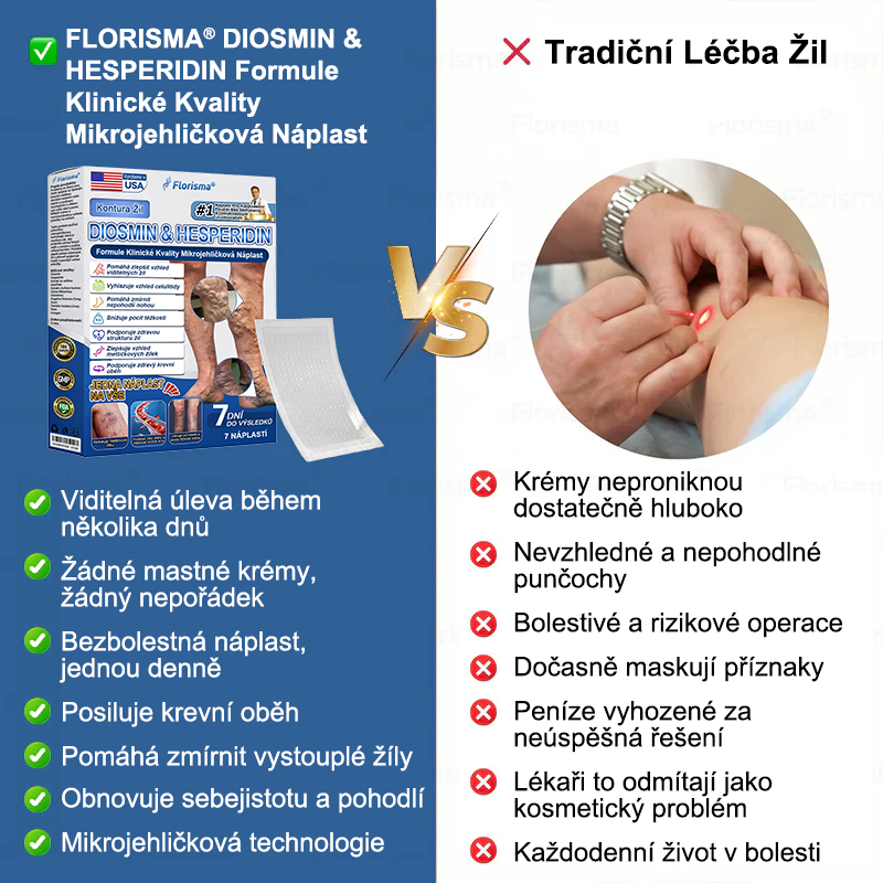 FLORISMA® plaster mikroigłowy z diosminą i hesperydyną o formule klasy klinicznej🌿 — ukierunkowany na żylaki i pajączki naczyniowe, łagodzi uczucie ciężkich i zmęczonych nóg