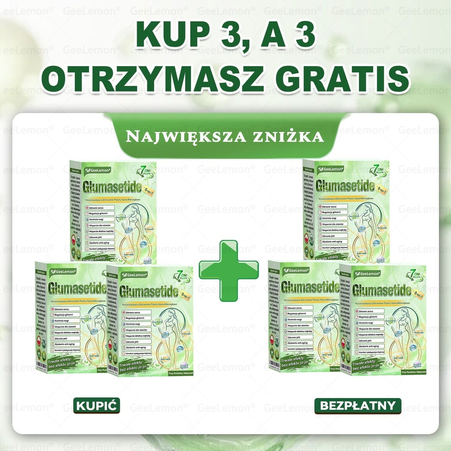 Oficjalny Sklep | 🇵🇱 𝐆𝐞𝐞𝐥𝐞𝐦𝐨𝐧® Glumasetide 8 w 1 Smukły i Zdrowy Nano Plaster z Mikronakłuciami ✅ Na otyłość, wiotką skórę, cukrzycę, bezdech senny, problemy ze stawami i wiele więcej